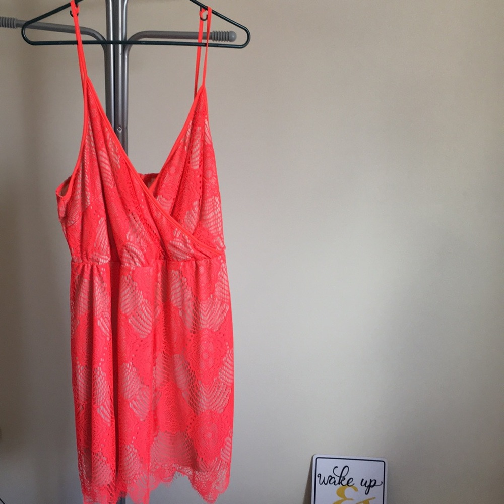 Coral lace dress
